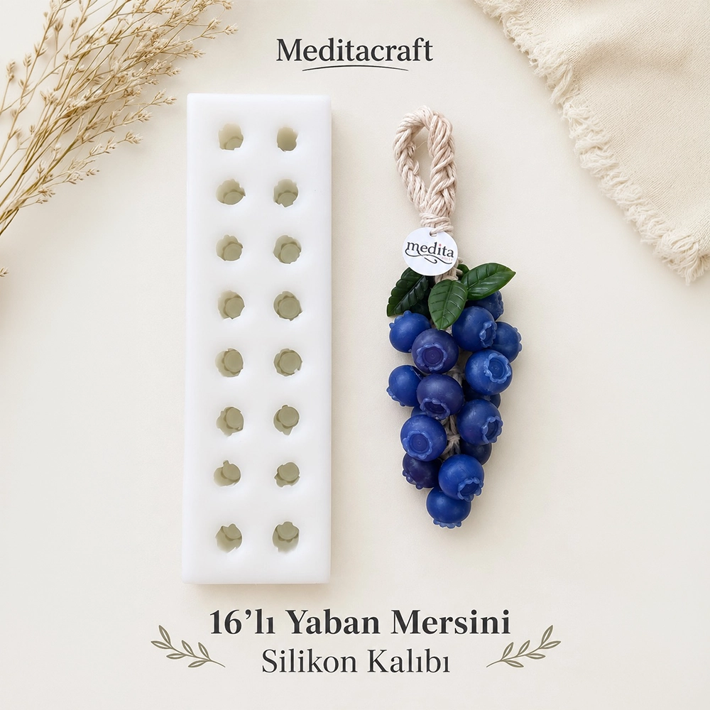 16 gözlü yaban mersini silikon kalıbı