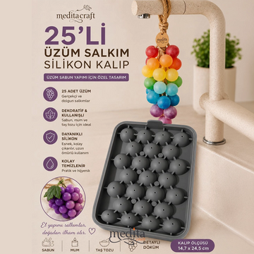 Yuvarlak Üzüm Salkımı Silikon Mum ve Sabun Kalıbı | 25 Gözlü