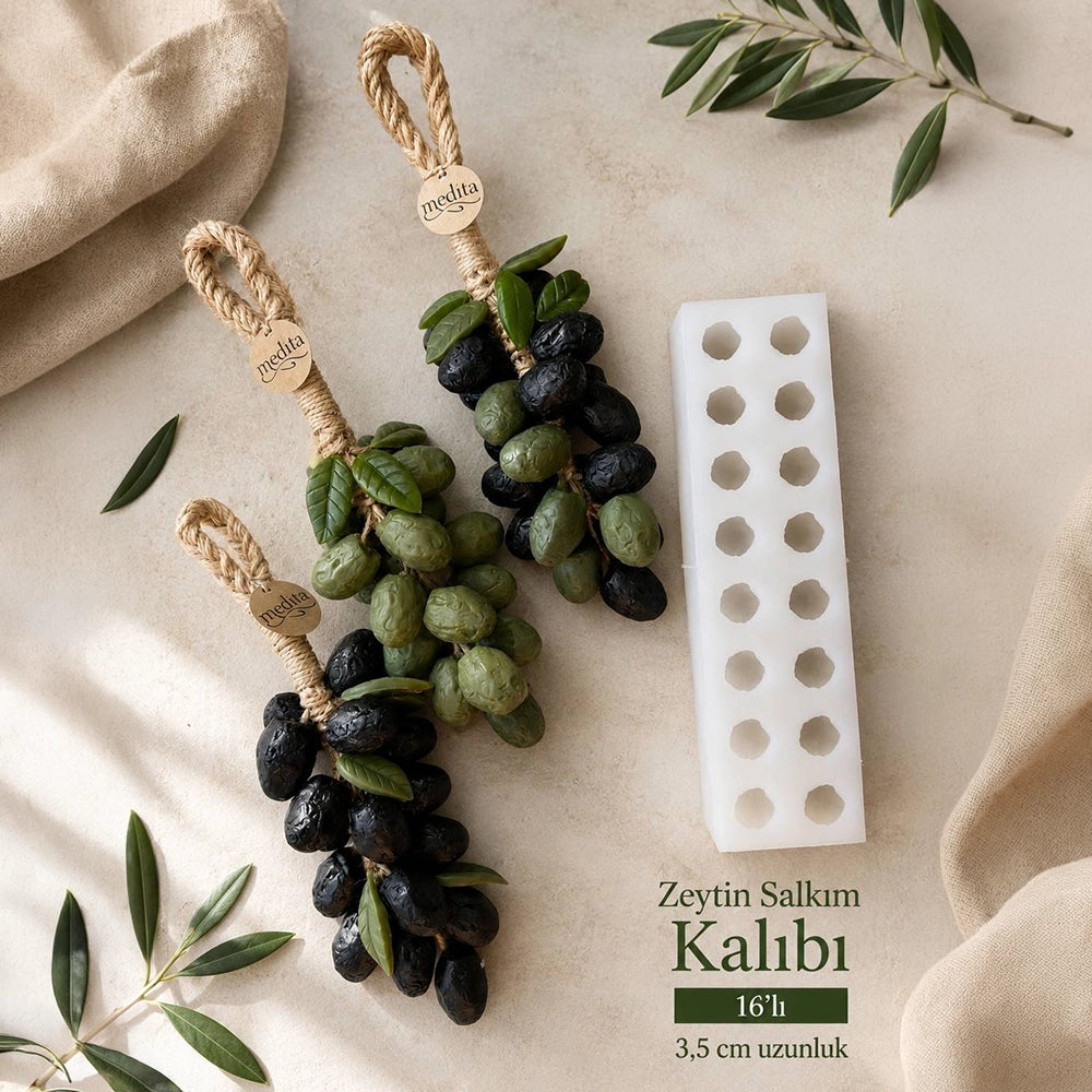 Zeytin Salkımı Silikon Mum ve Sabun Kalıbı | 16’lı