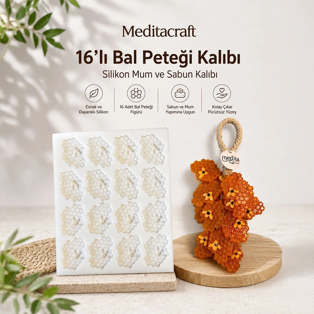 Bal Peteği Silikon Mum ve Sabun Kalıbı | 16 Gözlü