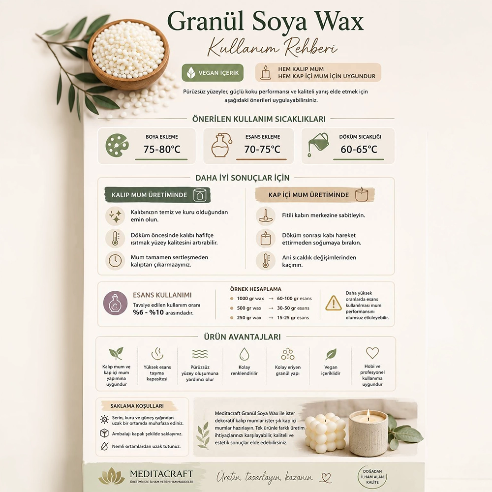 Boncuk Soya Wax | Kap İçi ve Kalıp Mum Yapımı İçin
