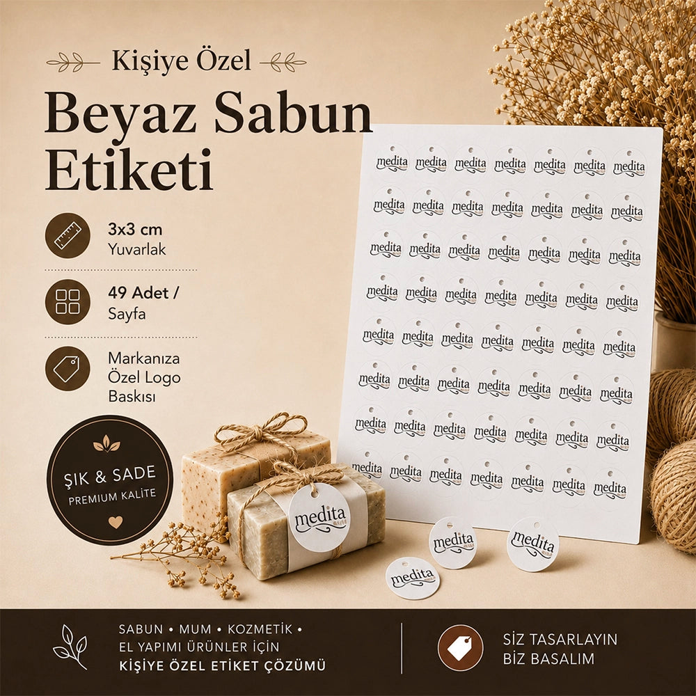 Kişiye Özel Logolu  Karton Etiket 3 × 3 cm
