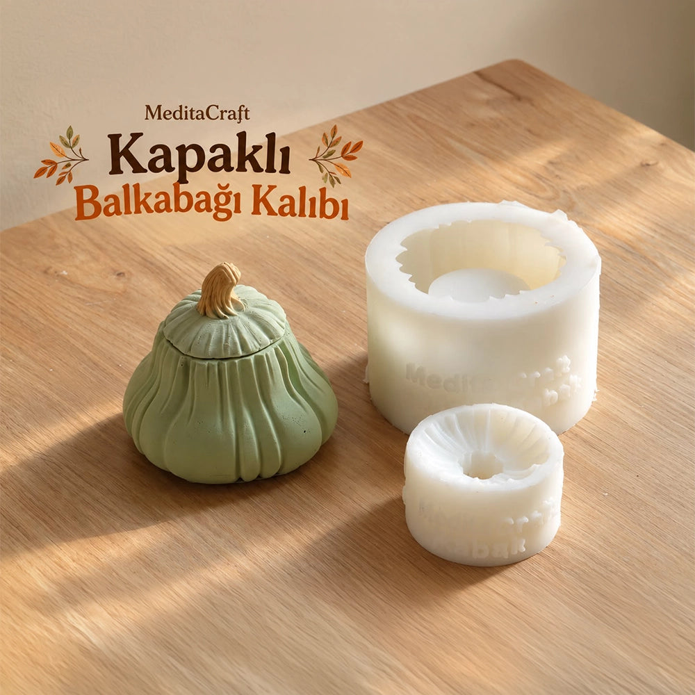Kapaklı Kabak Silikon Mum Kalıbı | 2 Parçalı Mum Kalıbı