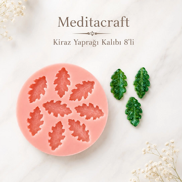 Kiraz Yaprağı Silikon Mum ve Sabun Kalıbı | 8 Gözlü, 3 cm