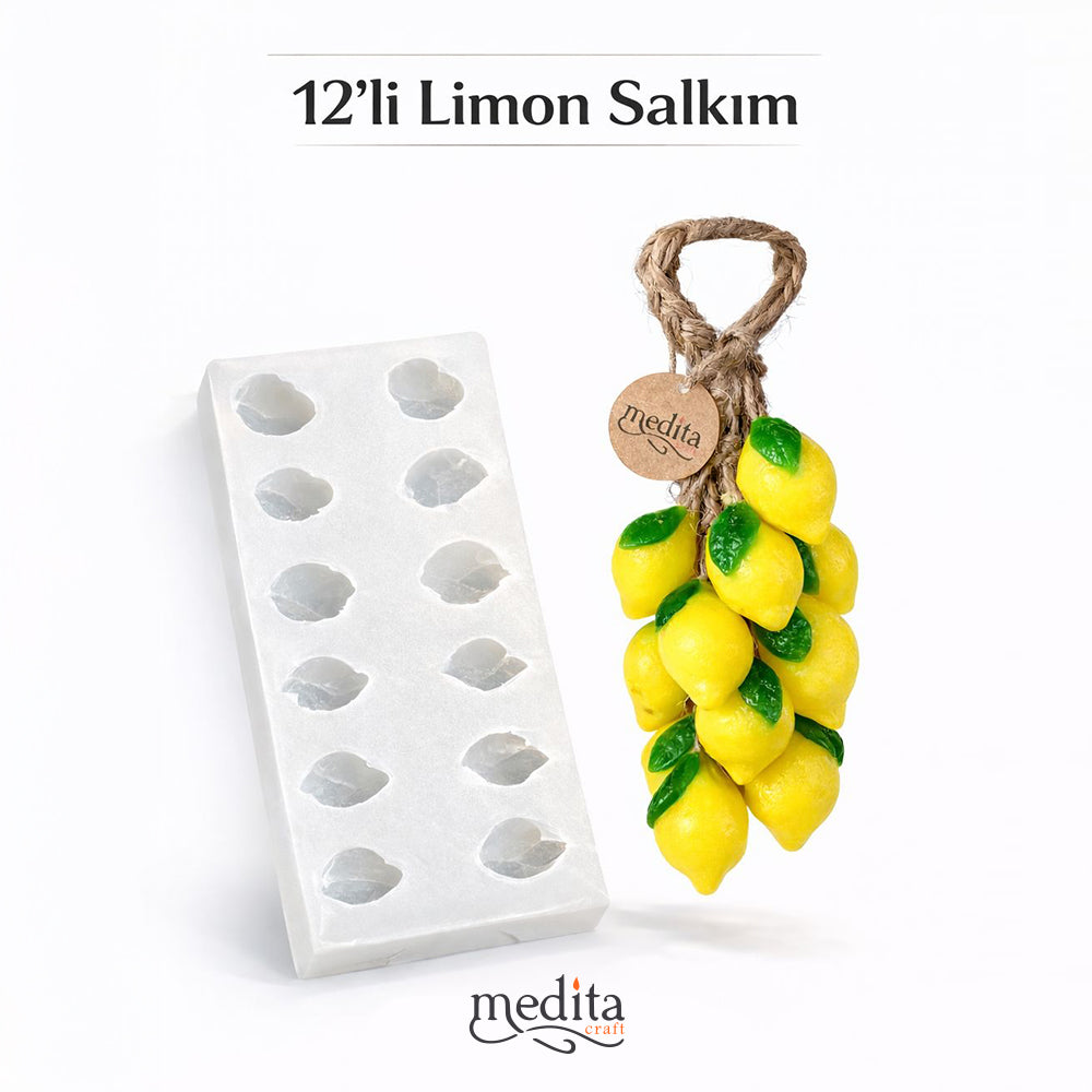 Limon Silikon Mum ve Sabun Kalıbı | Yapraklı 12 Gözlü