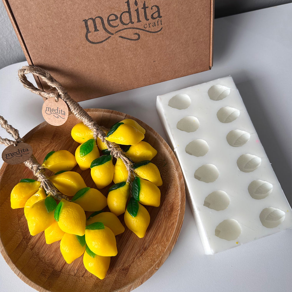 Limon Silikon Mum ve Sabun Kalıbı | Yapraklı 12 Gözlü