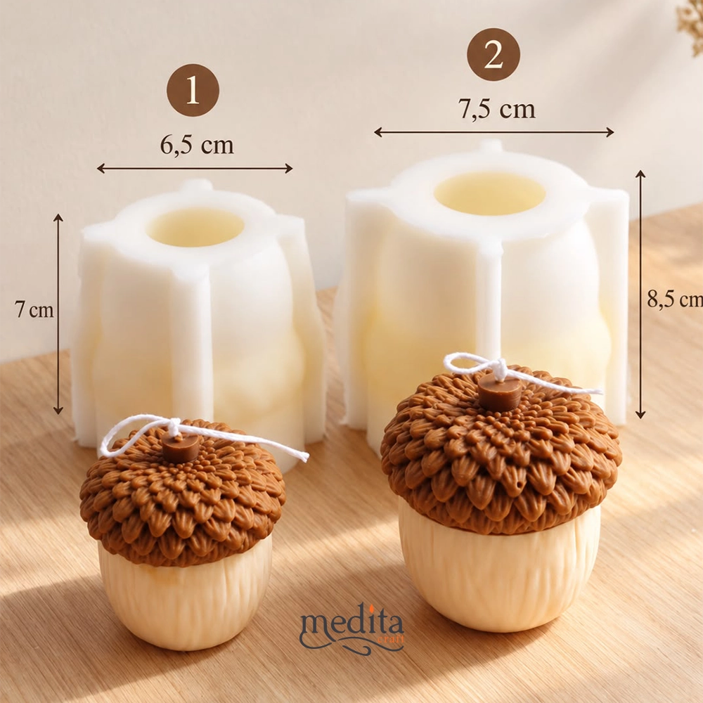 Palamut Silikon Mum Kalıbı | Meşe Palamudu, Sabun ve Mum İçin
