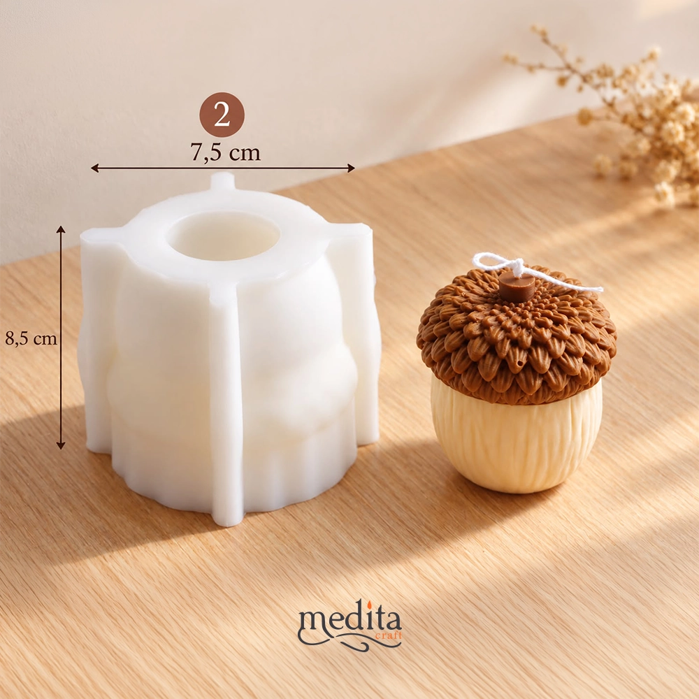 Palamut Silikon Mum Kalıbı | Meşe Palamudu, Sabun ve Mum İçin