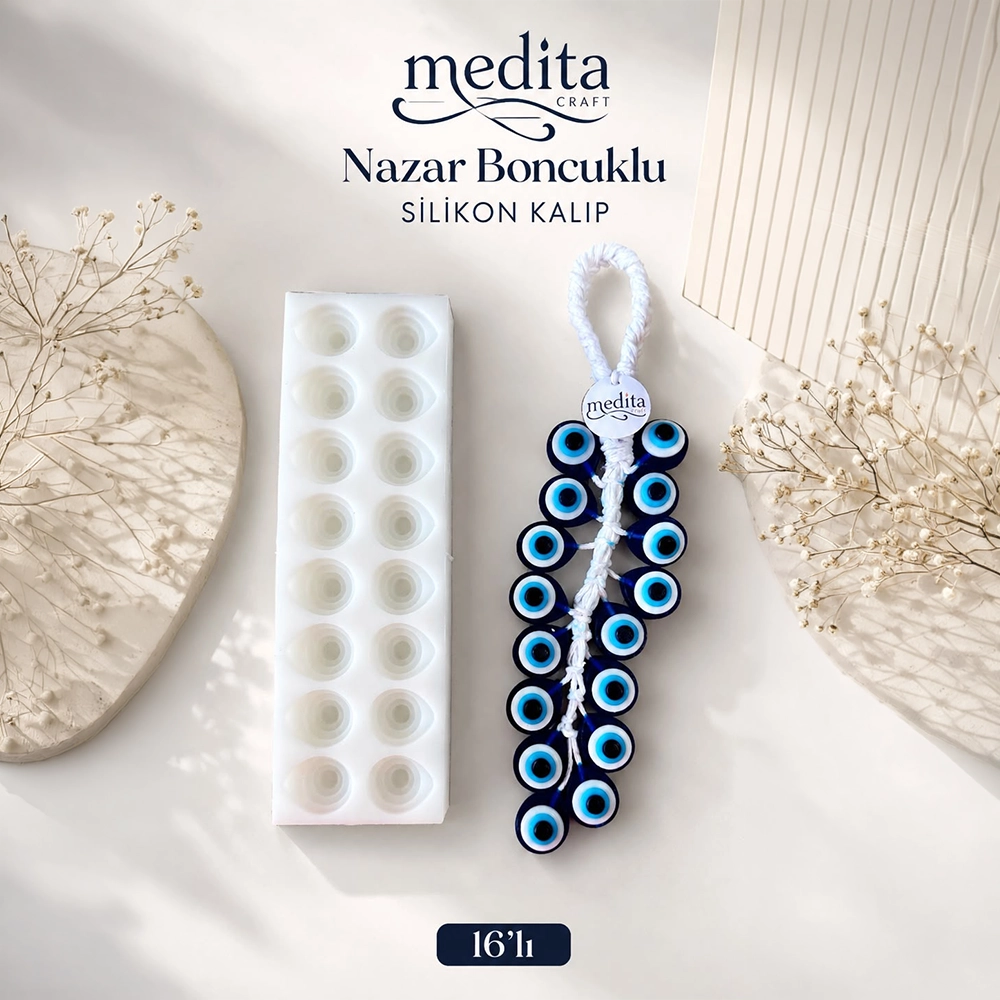 16 gözlü nazar boncuğu silikon mum ve sabun kalıbı